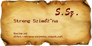 Streng Szimóna névjegykártya