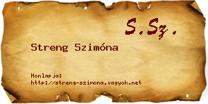 Streng Szimóna névjegykártya